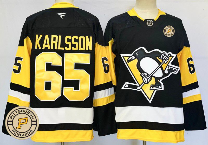 Men Pittsburgh Penguins #65 Karlsson Black Fanatics 2025 NHL Jersey style 5->pittsburgh penguins->NHL Jersey